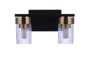 Bond Street 2 Light 11" Vanity in Flat Black/Satin Brass