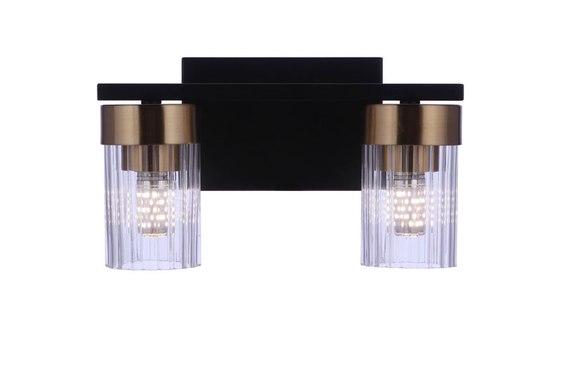 Bond Street 2 Light 11" Vanity in Flat Black/Satin Brass