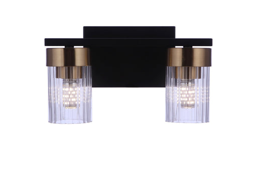 Bond Street 2 Light 11" Vanity in Flat Black/Satin Brass