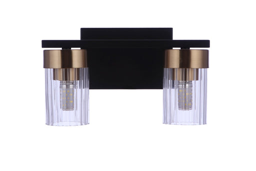 Bond Street 2 Light 11" Vanity in Flat Black/Satin Brass