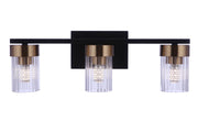 Bond Street 3 Light 19" Vanity in Flat Black/Satin Brass