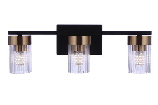 Bond Street 3 Light 19" Vanity in Flat Black/Satin Brass
