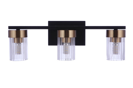 Bond Street 3 Light 19" Vanity in Flat Black/Satin Brass