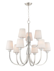 Shelter 9 Light Chandelier in Satin Nickel