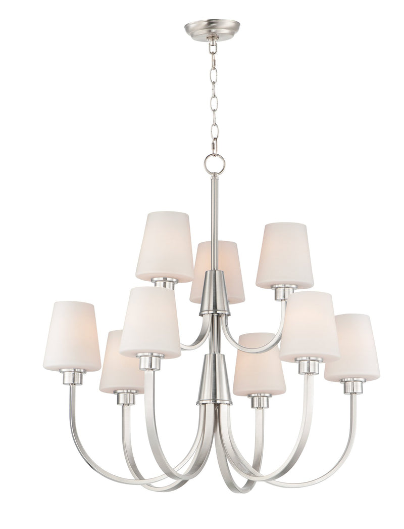 Shelter 9 Light Chandelier in Satin Nickel