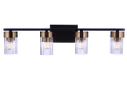 Bond Street 4 Light 27" Vanity in Flat Black/Satin Brass