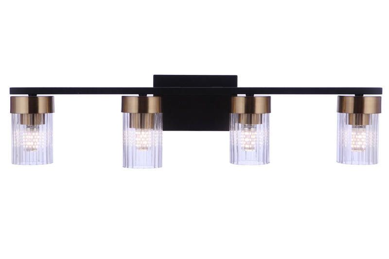 Bond Street 4 Light 27" Vanity in Flat Black/Satin Brass