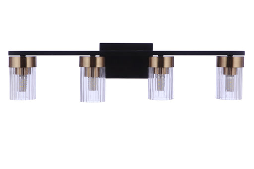 Bond Street 4 Light 27" Vanity in Flat Black/Satin Brass