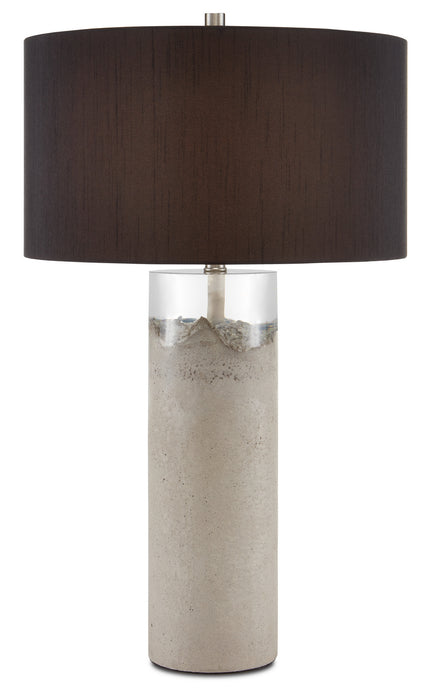 One Light Table Lamp in Concrete/Clear Resin/Black