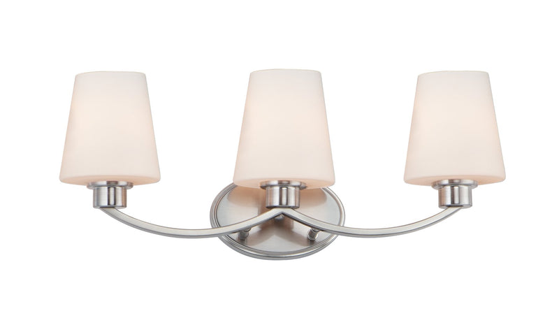 Shelter 3 Light Bath Vanity in Satin Nickel