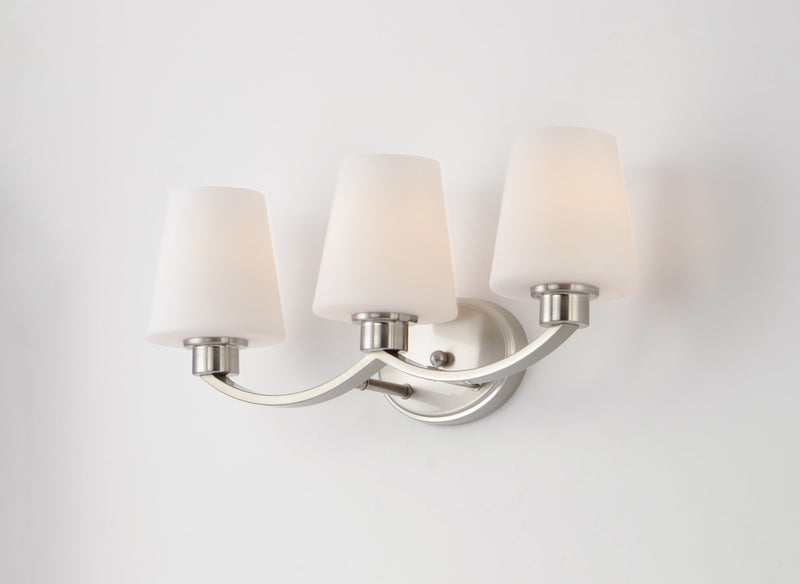 Shelter 3 Light Bath Vanity in Satin Nickel