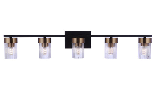 Bond Street 5 Light 35" Vanity in Flat Black/Satin Brass