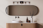 Bond Street 5 Light 35" Vanity in Flat Black/Satin Brass