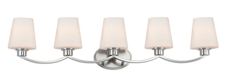 Shelter 5 Light Bath Vanity in Satin Nickel