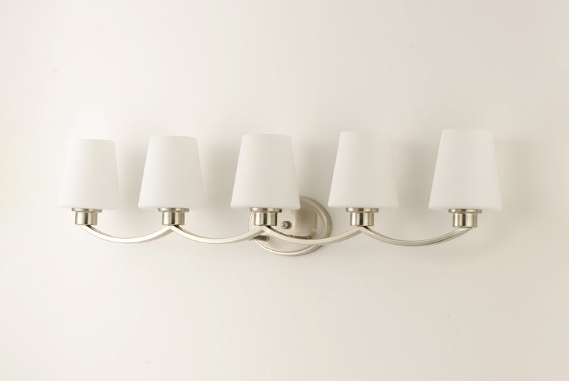 Shelter 5 Light Bath Vanity in Satin Nickel
