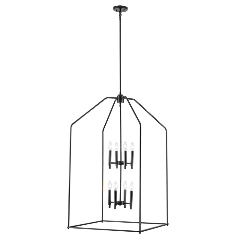 Birdy 8-Light 24" Foyer Pendant in Black