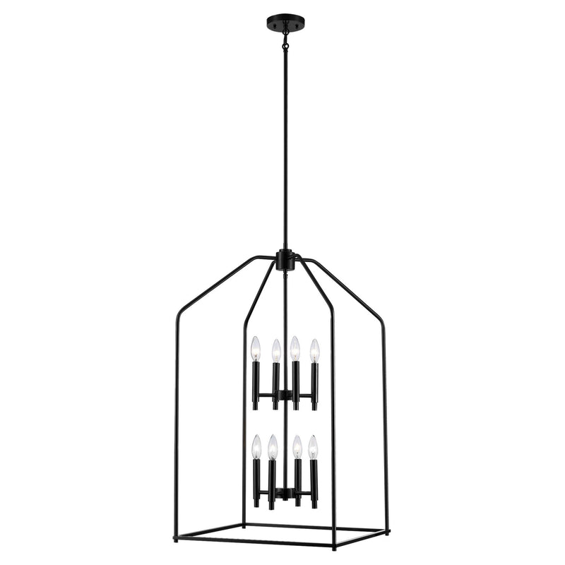 Birdy 8-Light 20" Foyer Pendant in Black