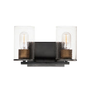 Sleek 2 Light Bath Vanity in Antique Brass / Black