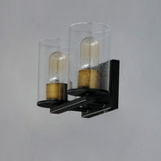 Sleek 2 Light Bath Vanity in Antique Brass / Black