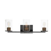 Sleek 3 Light Bath Vanity in Antique Brass / Black
