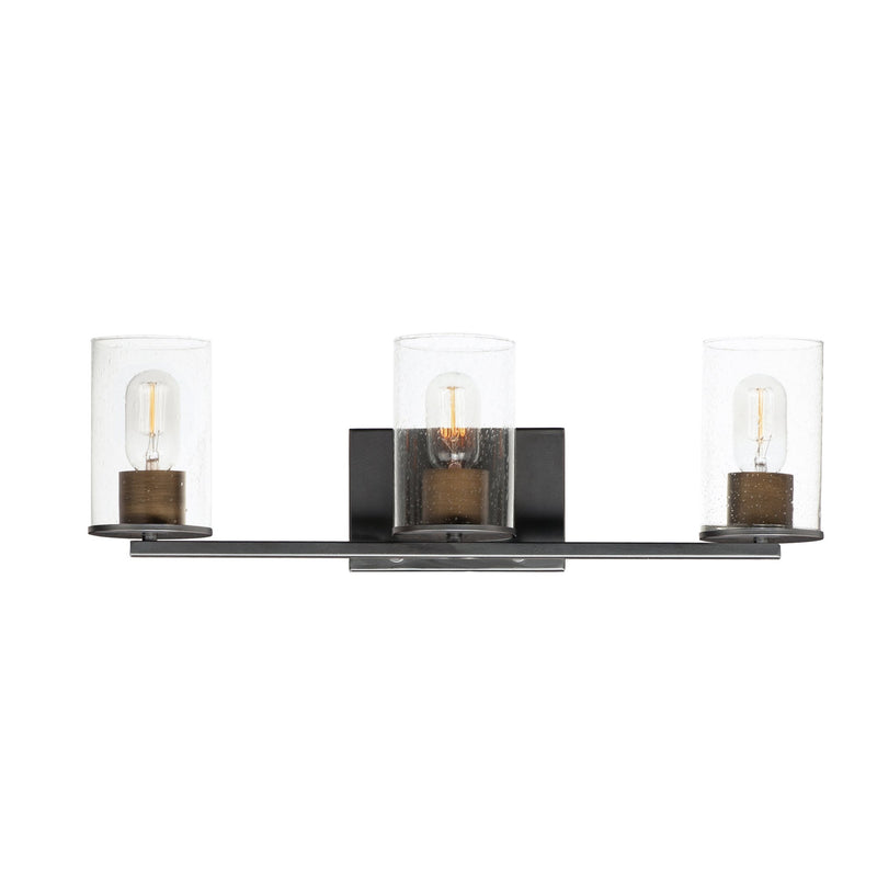 Sleek 3 Light Bath Vanity in Antique Brass / Black