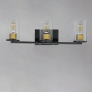 Sleek 3 Light Bath Vanity in Antique Brass / Black