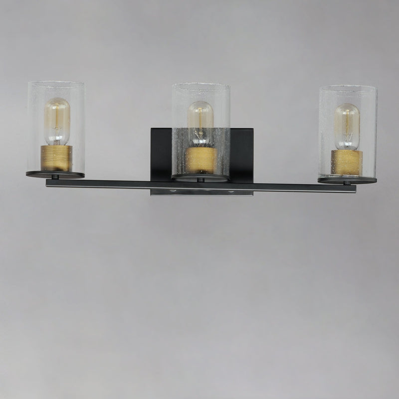 Sleek 3 Light Bath Vanity in Antique Brass / Black