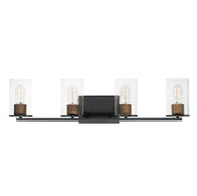 Sleek 4 Light Bath Vanity in Antique Brass / Black