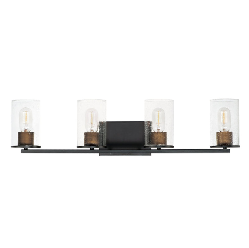 Sleek 4 Light Bath Vanity in Antique Brass / Black