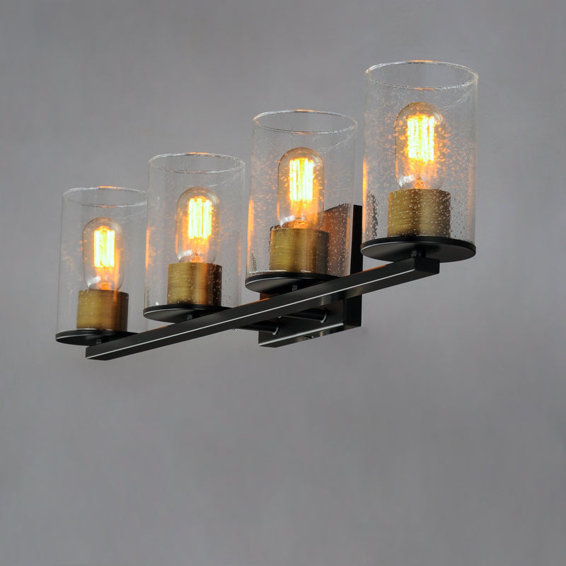 Sleek 4 Light Bath Vanity in Antique Brass / Black
