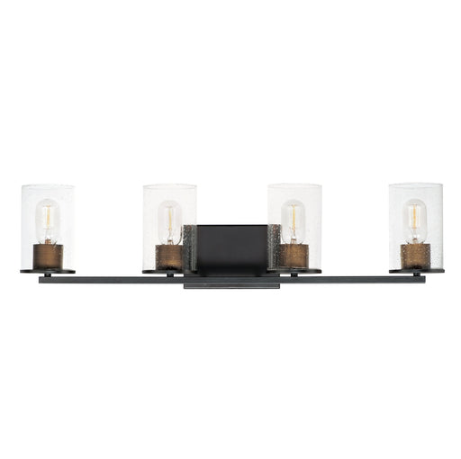 Sleek 4 Light Bath Vanity in Antique Brass / Black