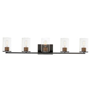Sleek 5 Light Bath Vanity in Antique Brass / Black
