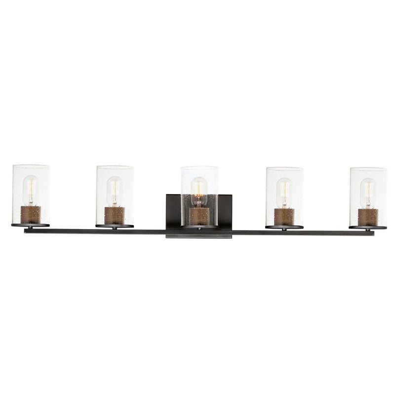 Sleek 5 Light Bath Vanity in Antique Brass / Black