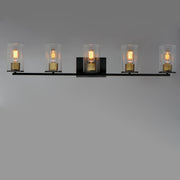 Sleek 5 Light Bath Vanity in Antique Brass / Black