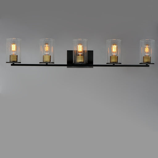 Sleek 5 Light Bath Vanity in Antique Brass / Black