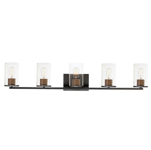 Sleek 5 Light Bath Vanity in Antique Brass / Black