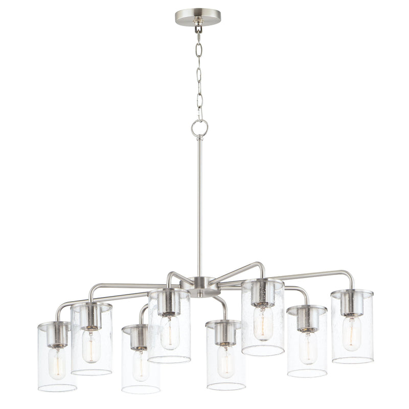 Sleek 8 Light Chandelier in Satin Nickel