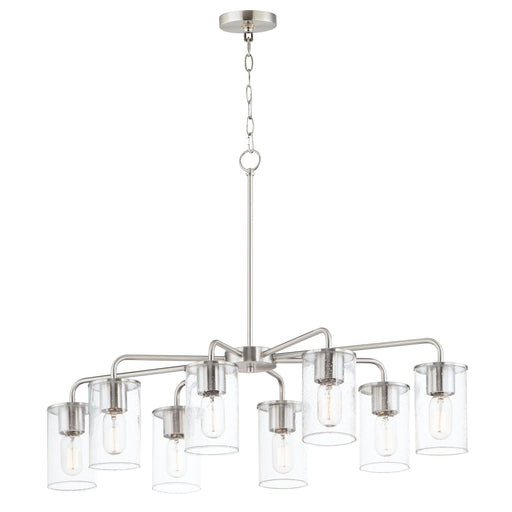 Sleek 8 Light Chandelier in Satin Nickel