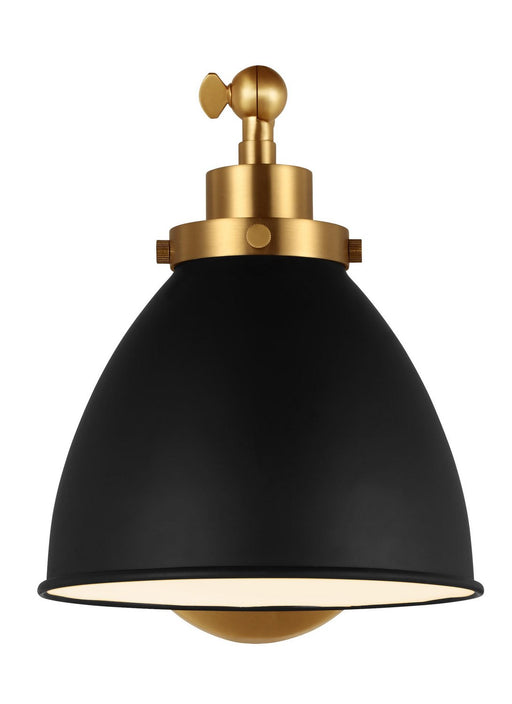 Wellfleet One-Arm Dome Wall Sconce in Midnight Black and Burnished Brass