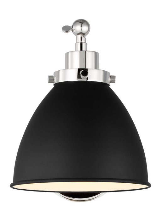 Wellfleet One-Arm Dome Wall Sconce in Midnight Black and Polished Nickel