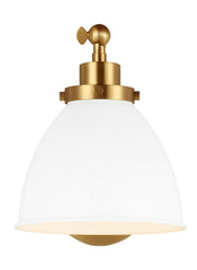 Wellfleet One-Arm Dome Wall Sconce in Matte White and Burnished Brass