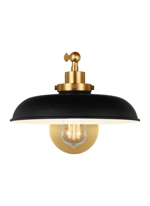 Wellfleet One-Arm Wide Wall Sconce in Midnight Black and Burnished Brass
