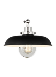 Wellfleet One-Arm Wide Wall Sconce in Midnight Black and Polished Nickel