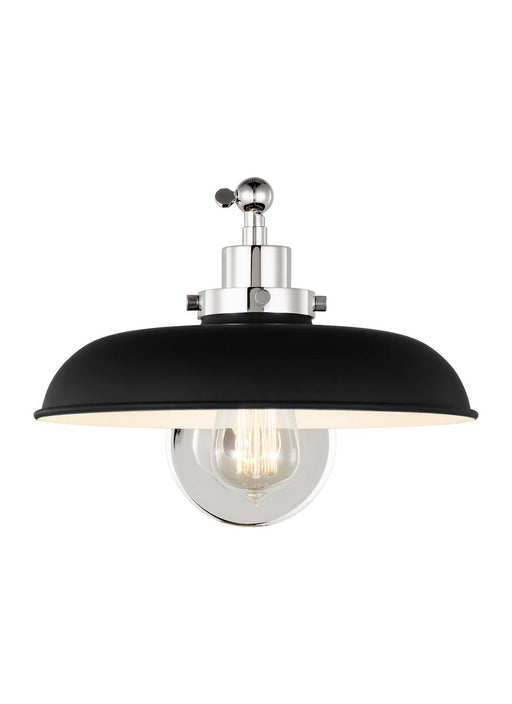 Wellfleet One-Arm Wide Wall Sconce in Midnight Black and Polished Nickel