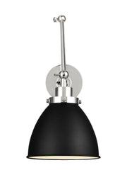 Wellfleet Two-Arm Dome Swing Arm Wall Lamp in Midnight Black and Polished Nickel
