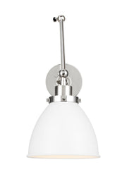 Wellfleet Two-Arm Dome Swing Arm Wall Lamp in Matte White and Polished Nickel