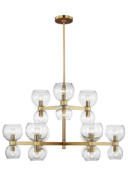 Londyn Medium 18-Light Chandelier in Burnished Brass with Clear Glass