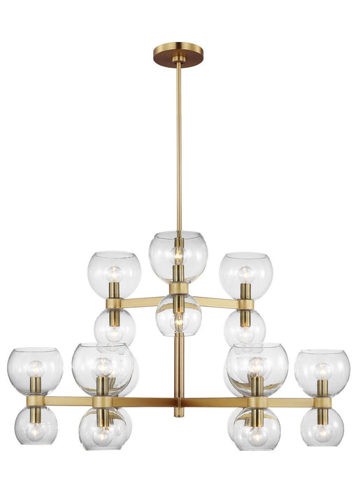 Londyn Medium 18-Light Chandelier in Burnished Brass with Clear Glass