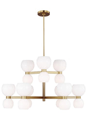 Londyn Medium 18-Light Chandelier in Burnished Brass with Milk White Glass