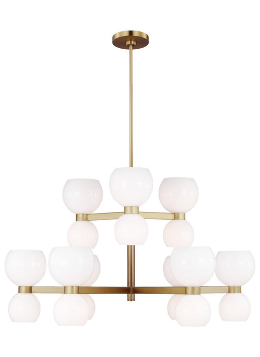 Londyn Medium 18-Light Chandelier in Burnished Brass with Milk White Glass
